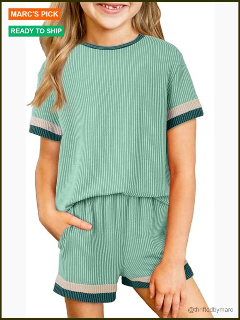 Girls Summer Shorts Set Polyester Viscose Blend Relaxed Fit Pockets